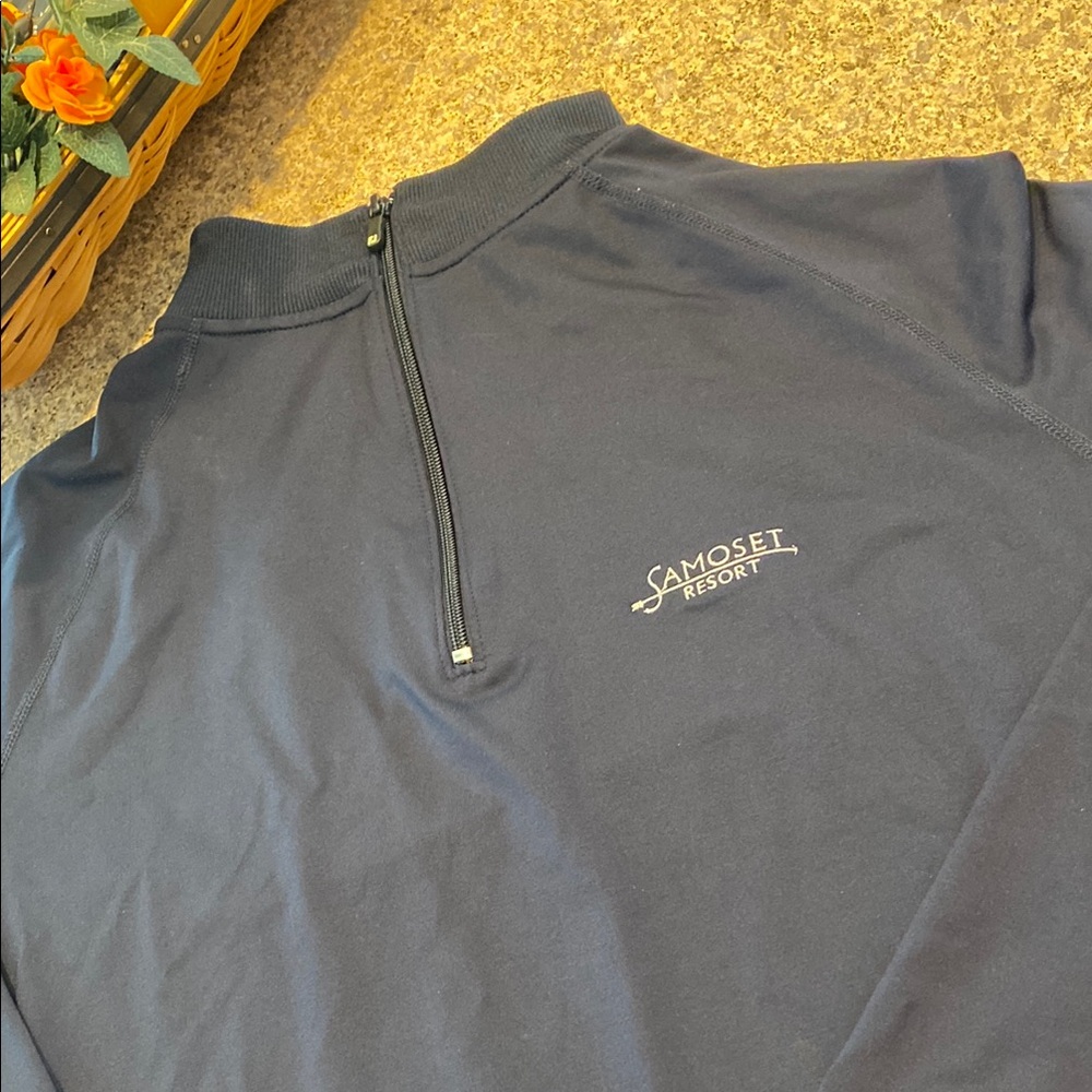 FJ Samoset Resort Navy Blue Athletic Pullover or Windbreaker 1/4 Zip Large